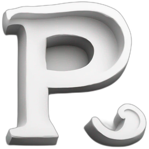 letter P, typography, black and white, realistic emoji