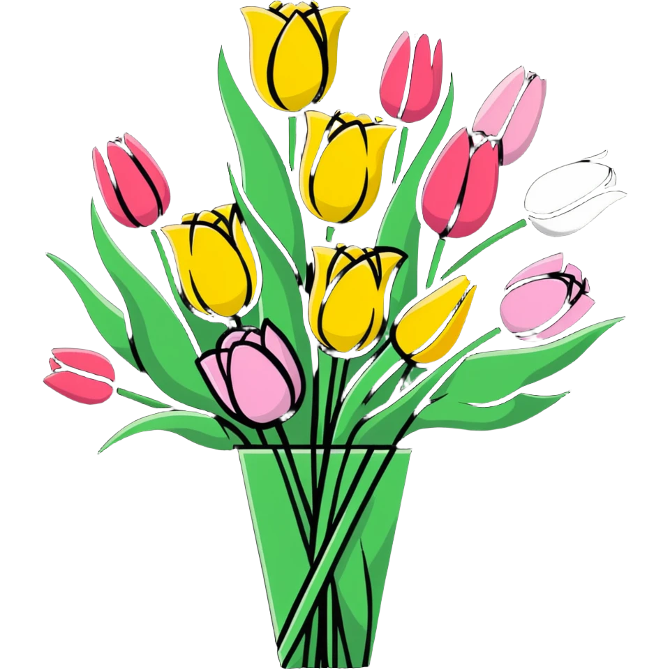 spring flower bouquet with colorful tulips and roses emoji