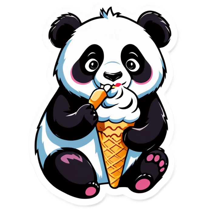 Panda eating ice cream emoji