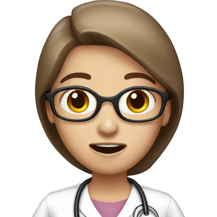 Panicking nurse long brown hair emoji