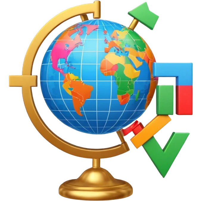 emoji for economy featuring globe currency symbols and bar graph emoji
