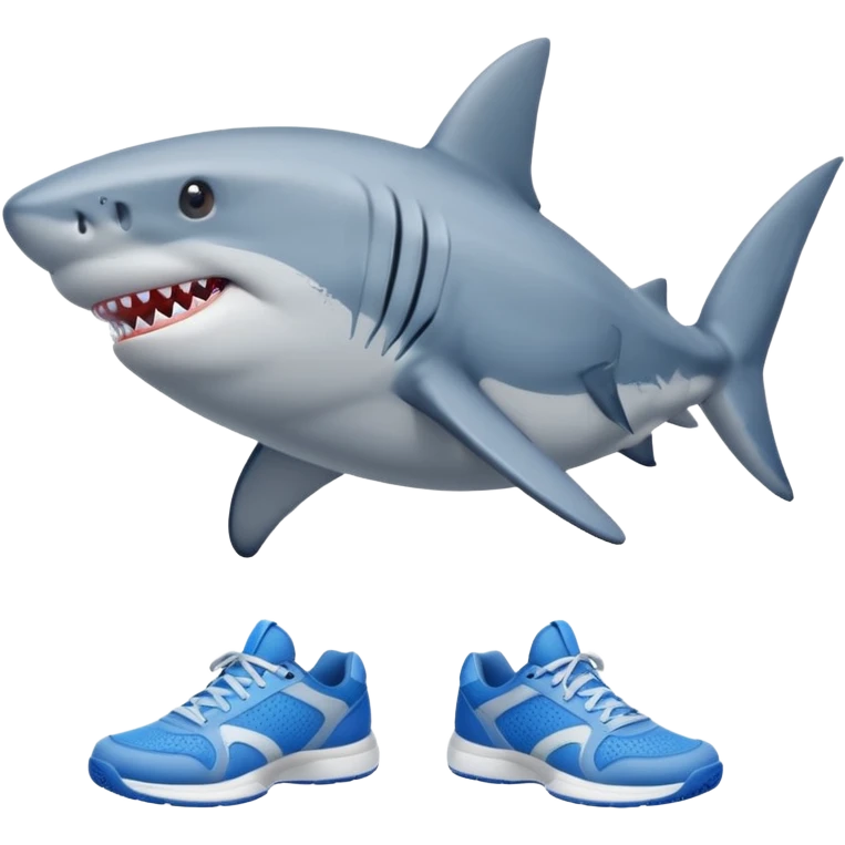 Un tiburón de 4 patas que lleve tenis azules emoji
