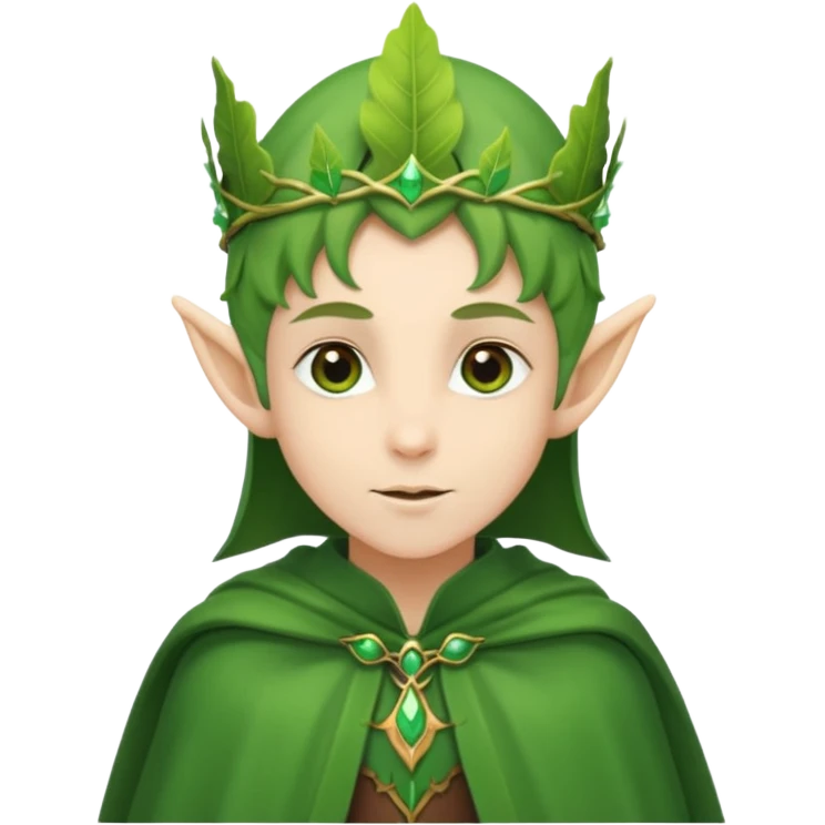 Forest Elf – elegant green-skinned elf with leaf crown and cloak emoji