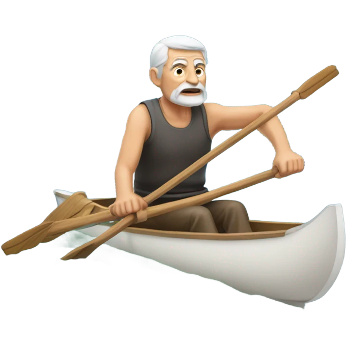 Old man rowing a boat. Skulling  emoji
