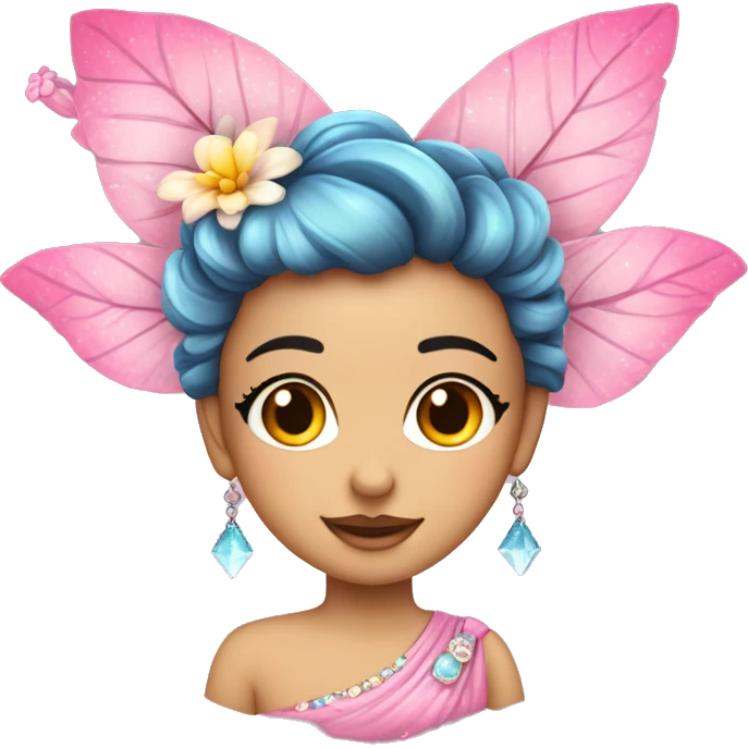 hada madrina vestida de colores rosas con su varita con brillos emoji
