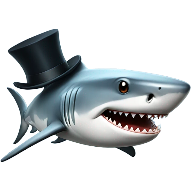 Shark with a top hat emoji