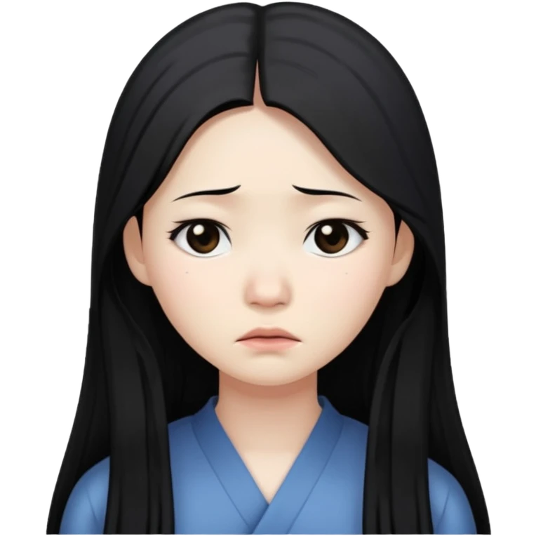 Beautiful Asian woman with long black hair sad emoji