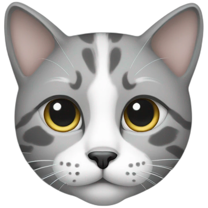 grey and white cat with dot on nose emoji