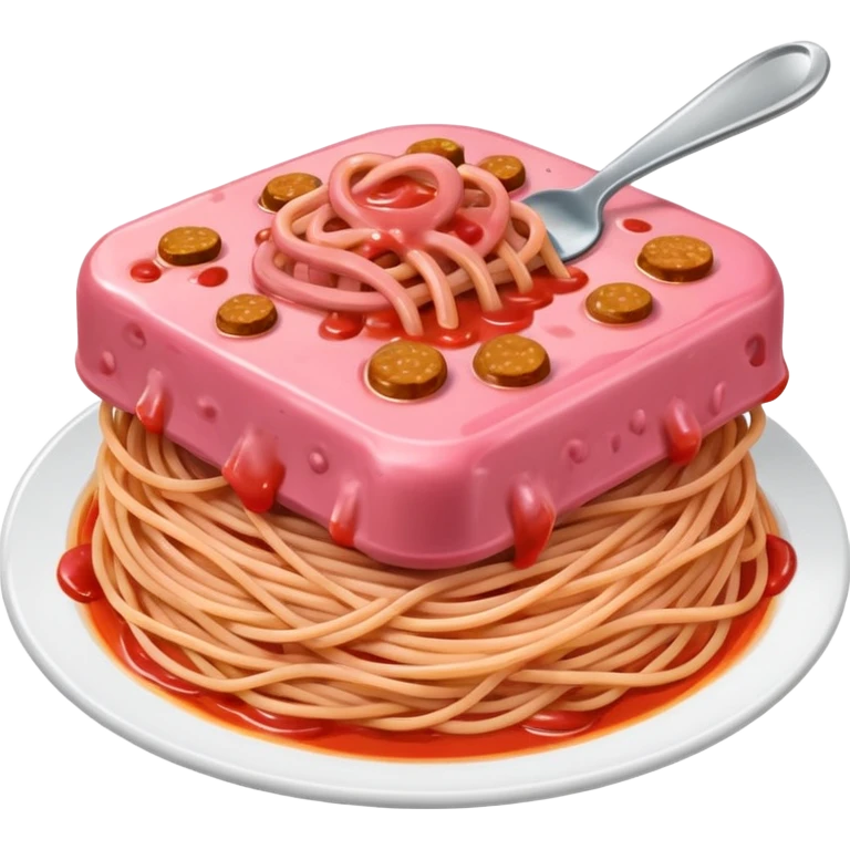  SPAM meat melted pink spaghetti slop sauce  emoji