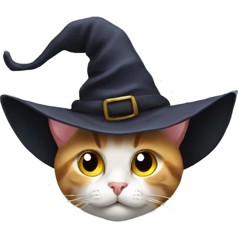 cat hearing a witch hat emoji