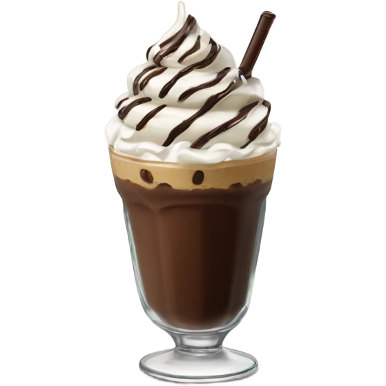 Dark chocolate iced latte with whipped cream and chocolate sauce  emoji