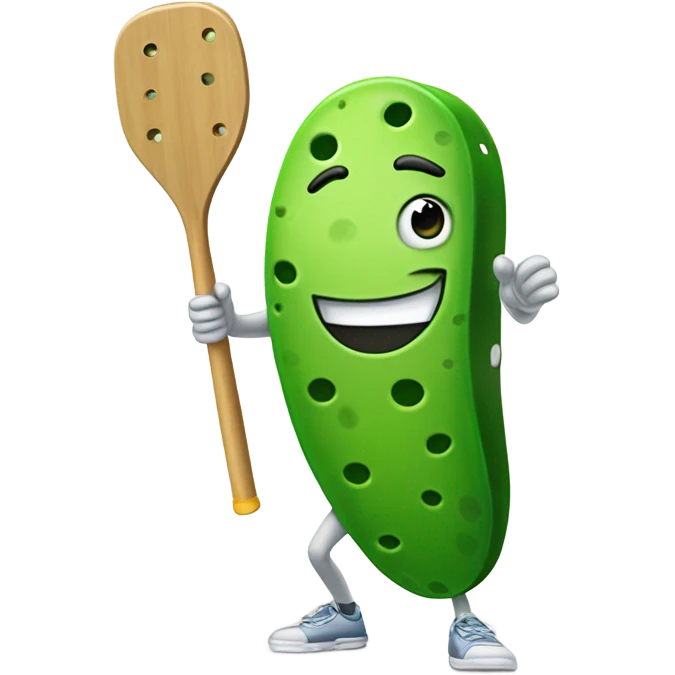 A pickle playing pickleball emoji
