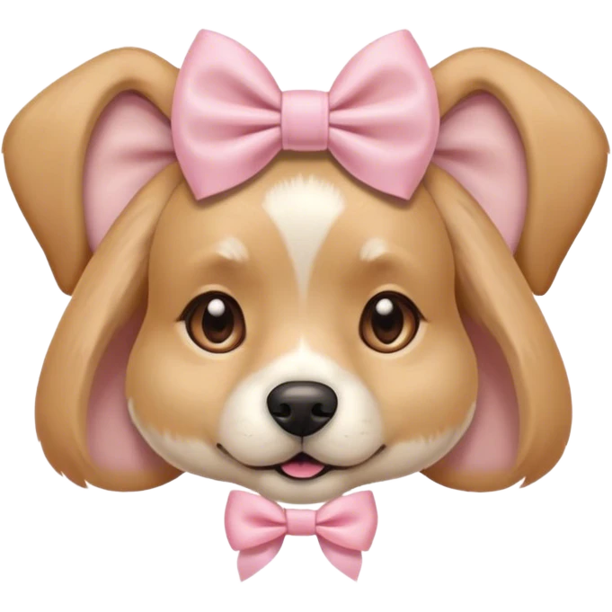 Beige dog wearing a light pink bow on its ear emoji