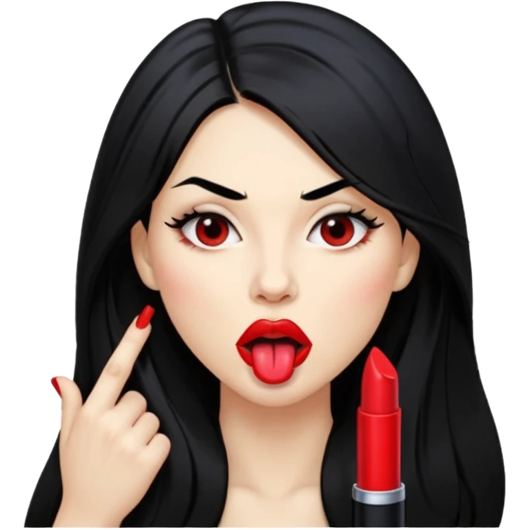 femme longs cheveux noire peau claire qui nargue en tirant la langue emoji