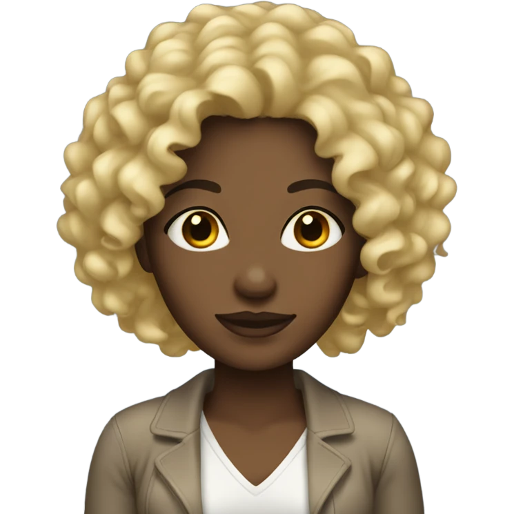 Medium dark skin woman with blonde curly hair emoji