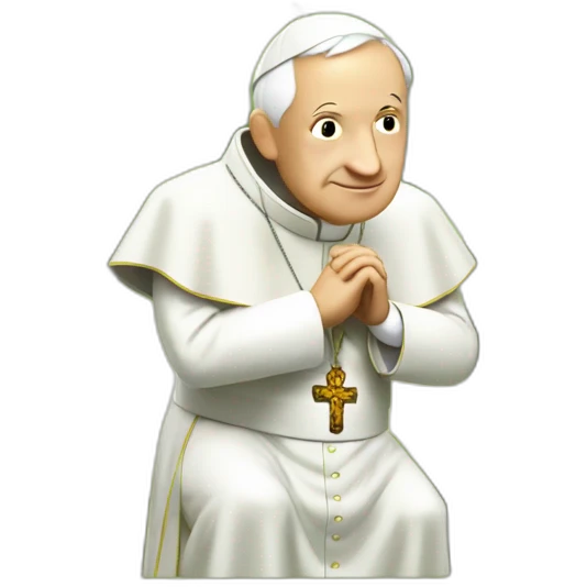 pope squatting in forest with visible butt emoji