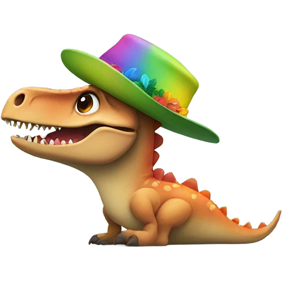 Dinosaur with hat emoji