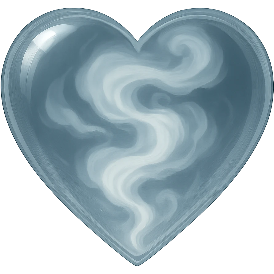 digital illustration of a heart with a swirling mist inside, no background emoji