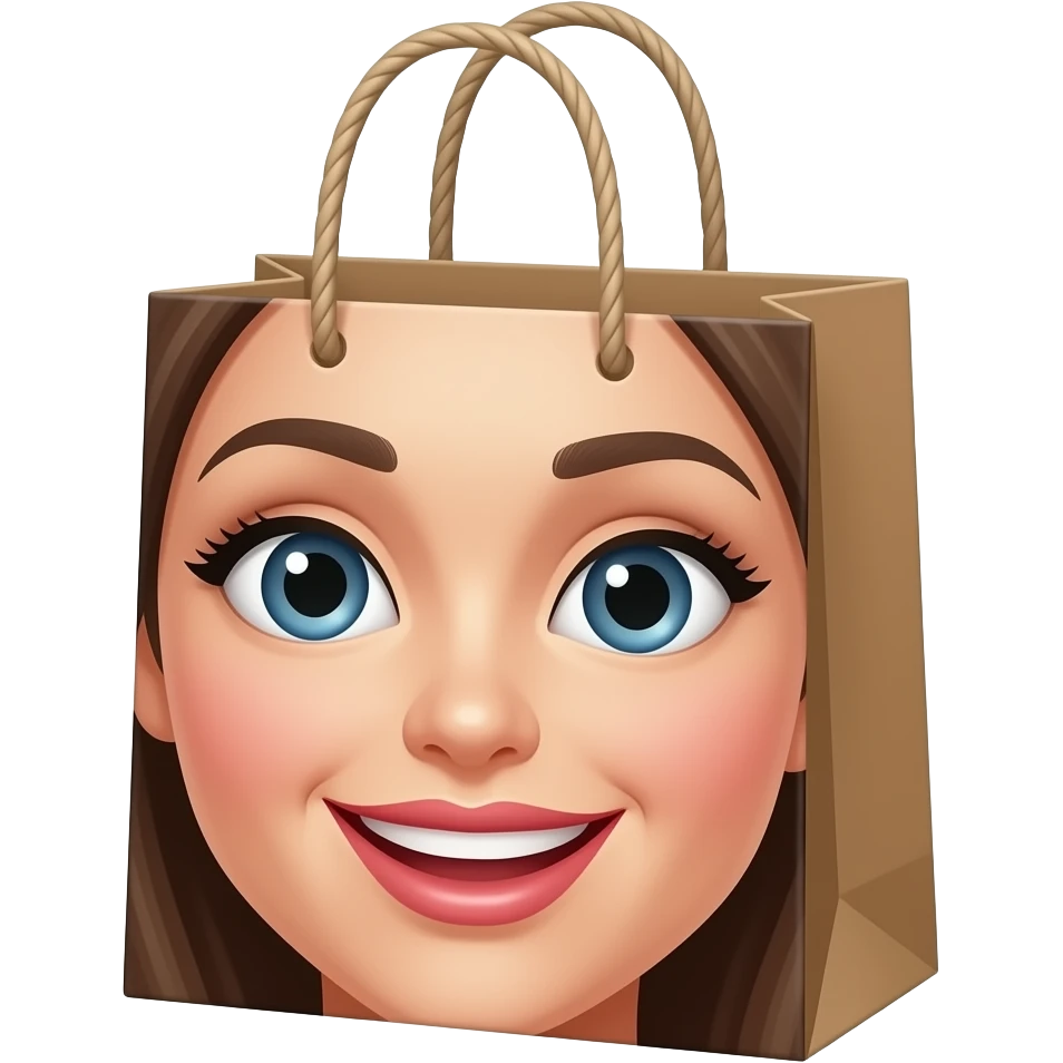 brand bag with women eye and lips smiling emoji
