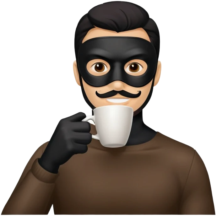 man with black mask drinking coffee emoji