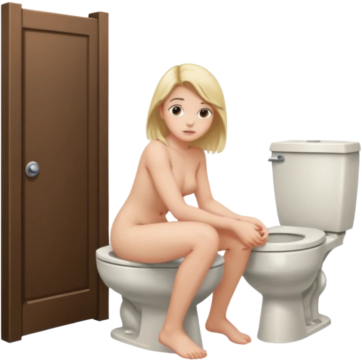 A girl doing poo and a view pf him doong then the girl on naled emoji