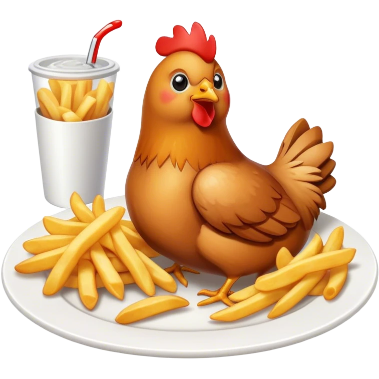 Chicken with chips on plate  emoji