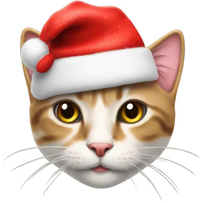 cat with christmas hat and heart emoji