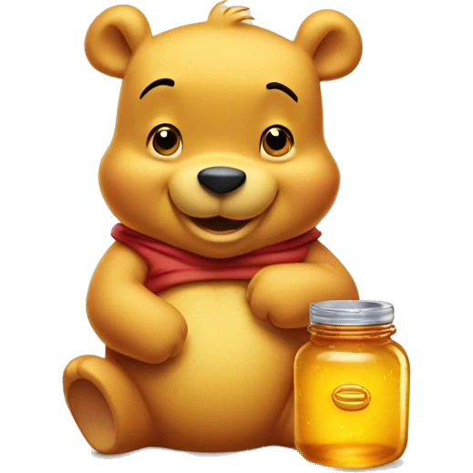 Adorable Winnie the Pooh with honey jar emoji