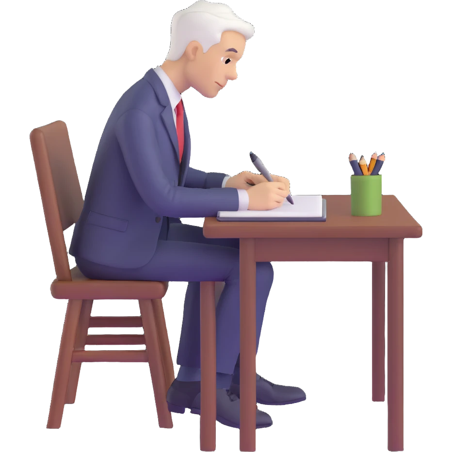 white man writing at a table emoji