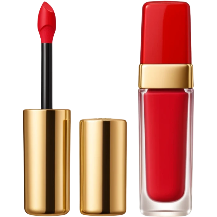 Dolce and Gabbana realistic liquid lipstick, transparent tube, gold shiny lid emoji