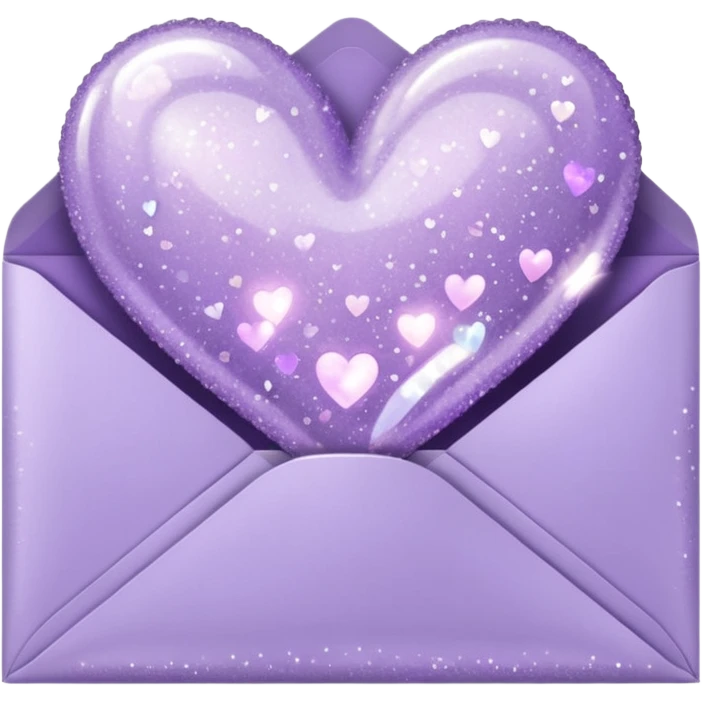 a closed pastel lavender lilac heart shiny sparkly glittery aesthetic romantic vintage envelope  emoji