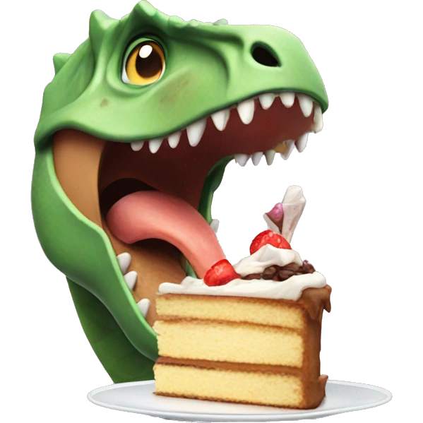 Dinosaur eating cake   emoji