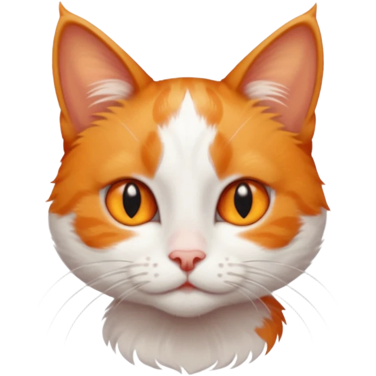 tiny + skinny ginger and white cat with deep orange eyes emoji
