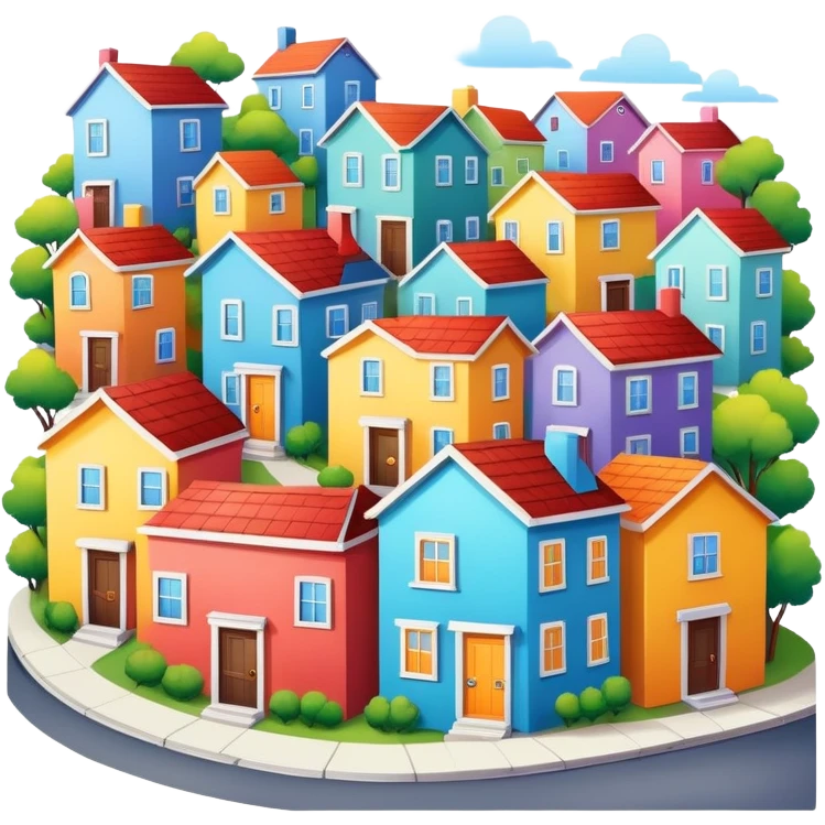 Neighborhood with colorful houses emoji