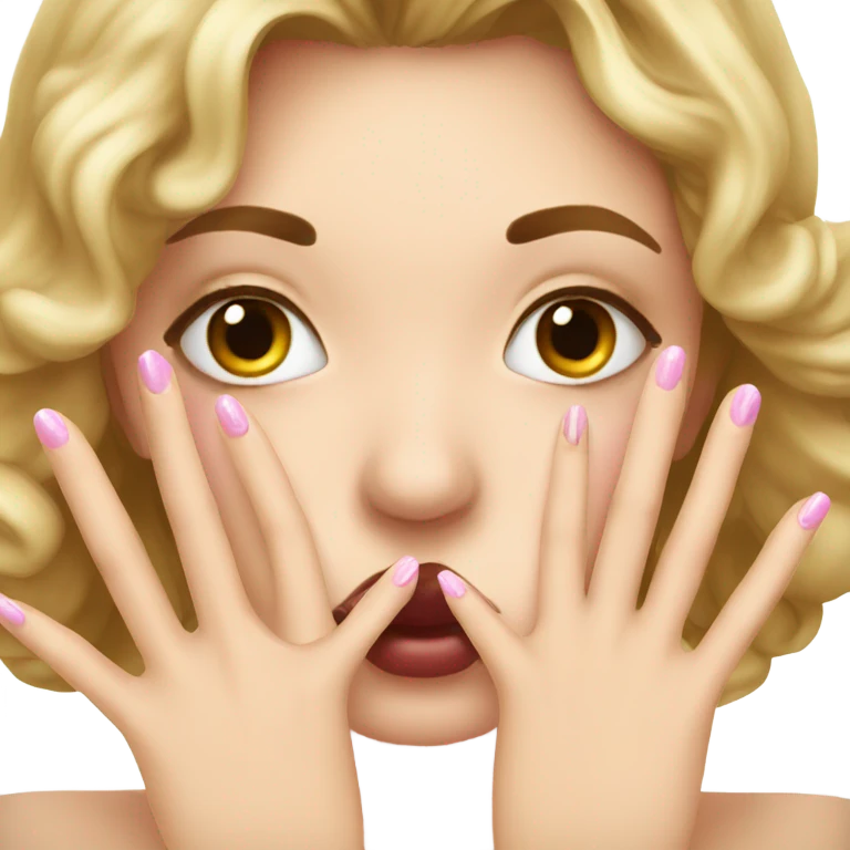 Kissy face looking at nails emoji