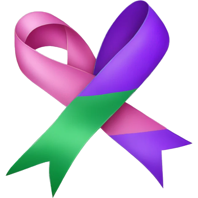 pink, purple and green ribbon emoji