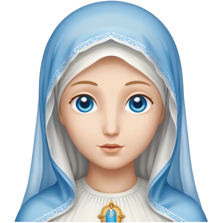 Virgin Mary with white veil and blue eyes emoji