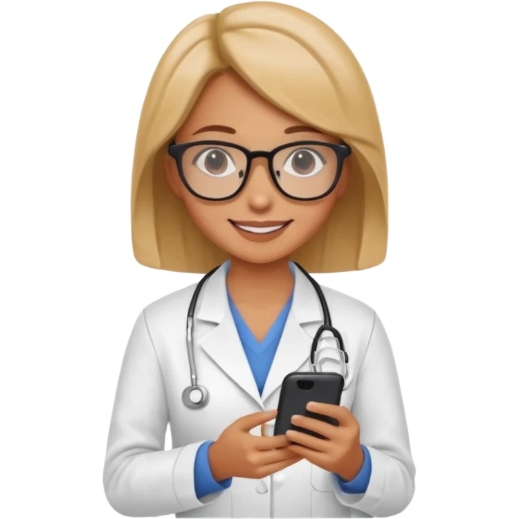 A cute veterinarian girl that watching a movie on her phone emoji