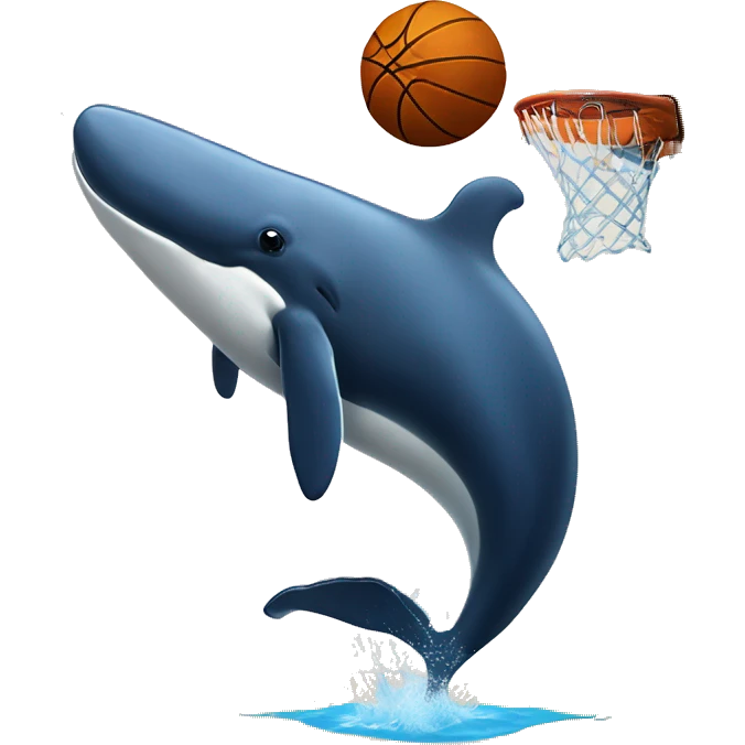 Whale dunking on a basketball hopp emoji
