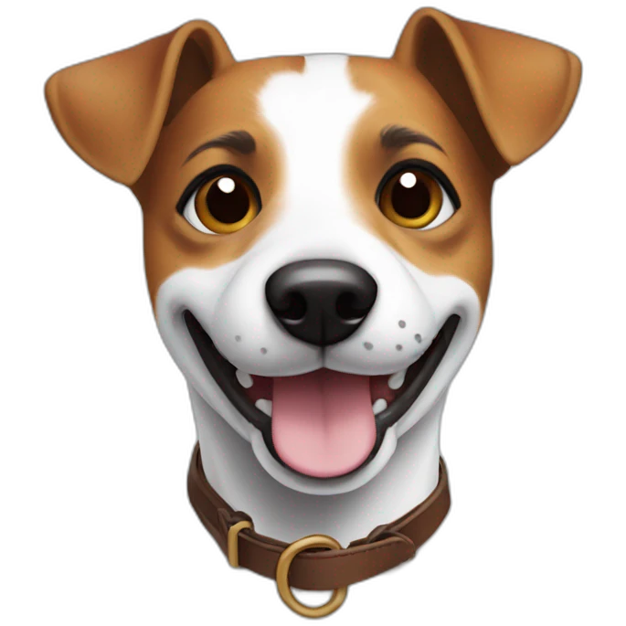 Jack Russel smiling with only one brown eye patch  emoji