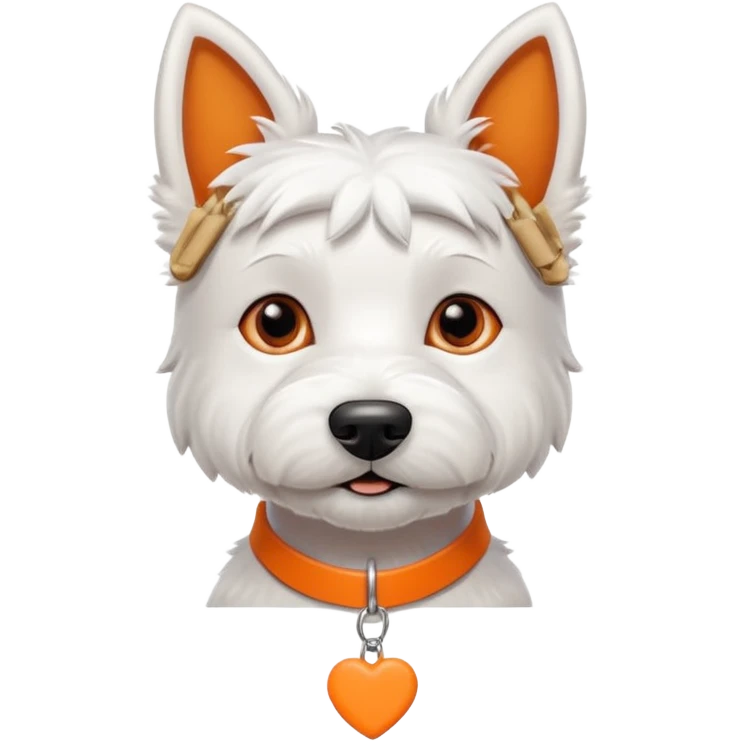 Cute Boy Westie with an orange collar and bone shaped name tag emoji