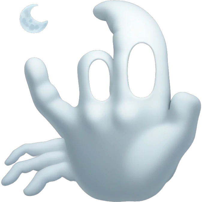 ghost hand, moon behind emoji