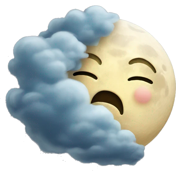 Moon with a cloud emoji