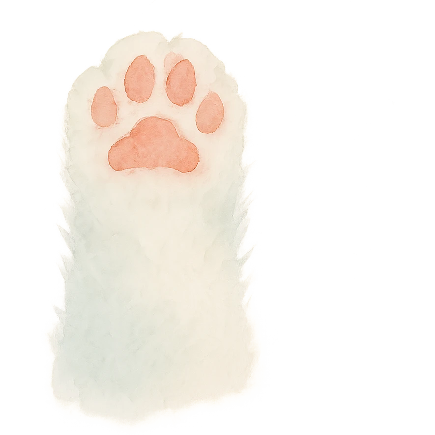 fluffy cat paw, soft pastel washes, gentle edges emoji