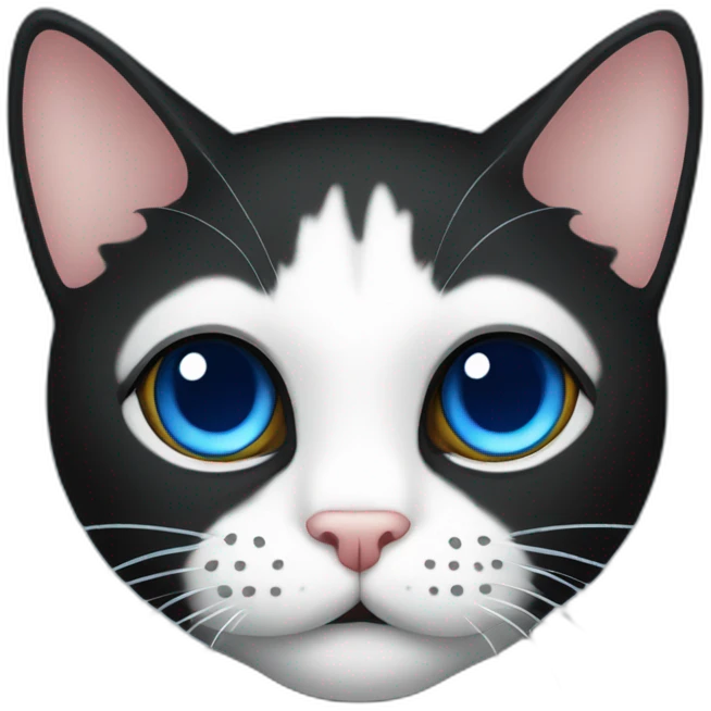 Esqueleto-gato-negro-ojos azules emoji