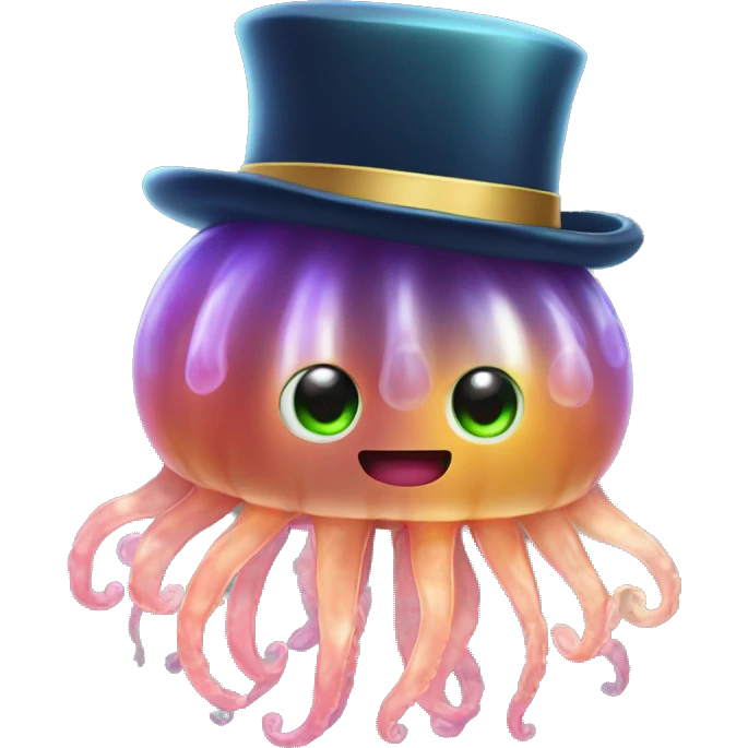 jellyfish with a top hat emoji