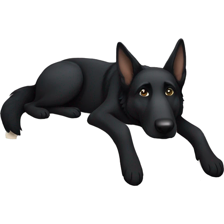Black German shepherd dog laying down sleeping emoji