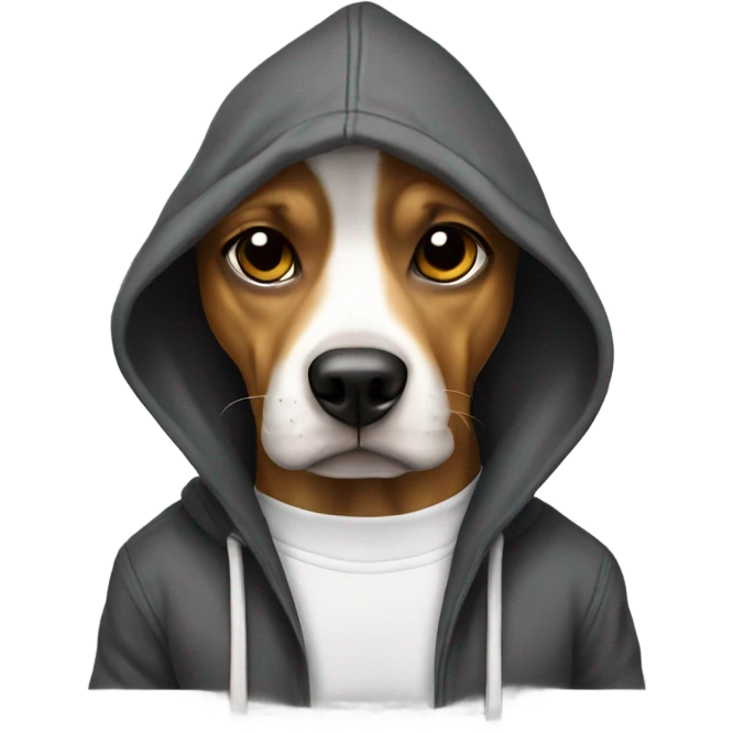Dog wearing gangster hoodie emoji