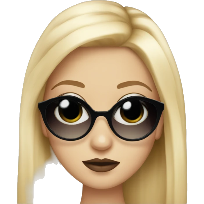Blonde hair girl cartoon with makeup on face and Prada sunglasses  emoji