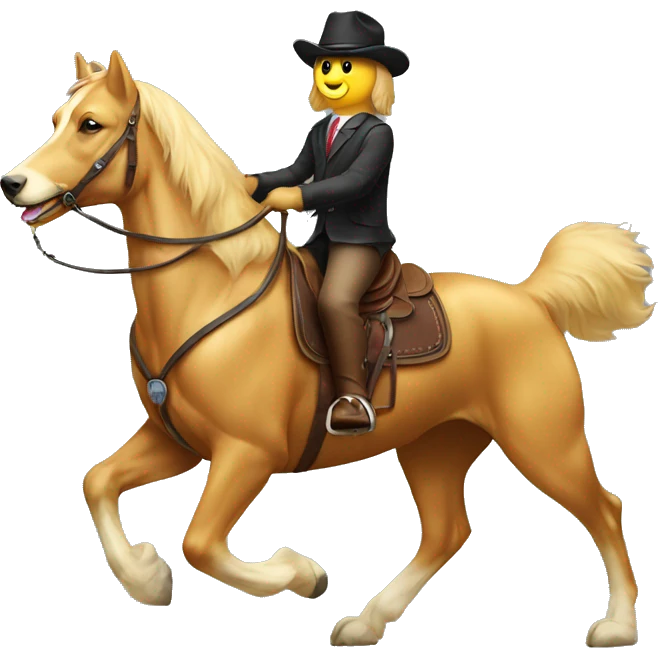 Golden retriever riding a horse emoji